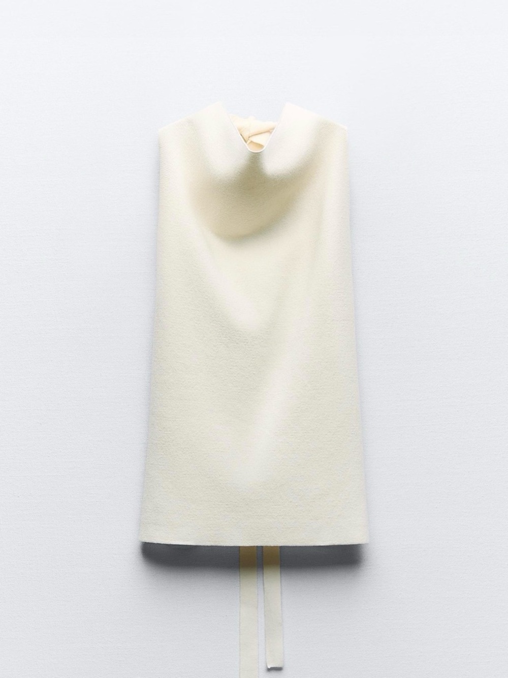 Minimalist Cream Sleeveless Shift Dress open back